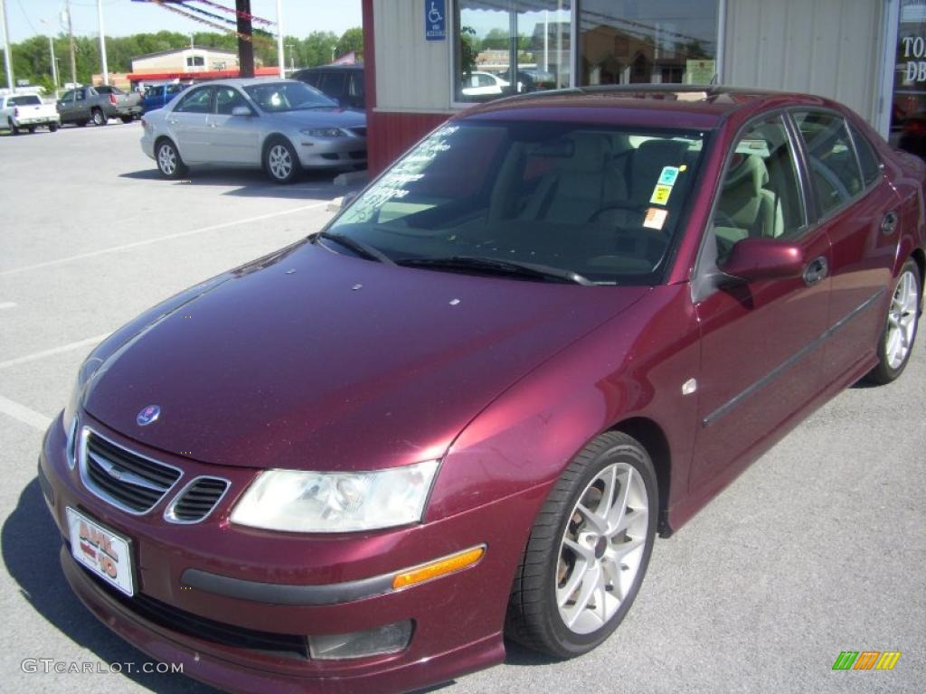 2004 9-3 Aero Sedan - Merlot Red Metallic / Parchment photo #2
