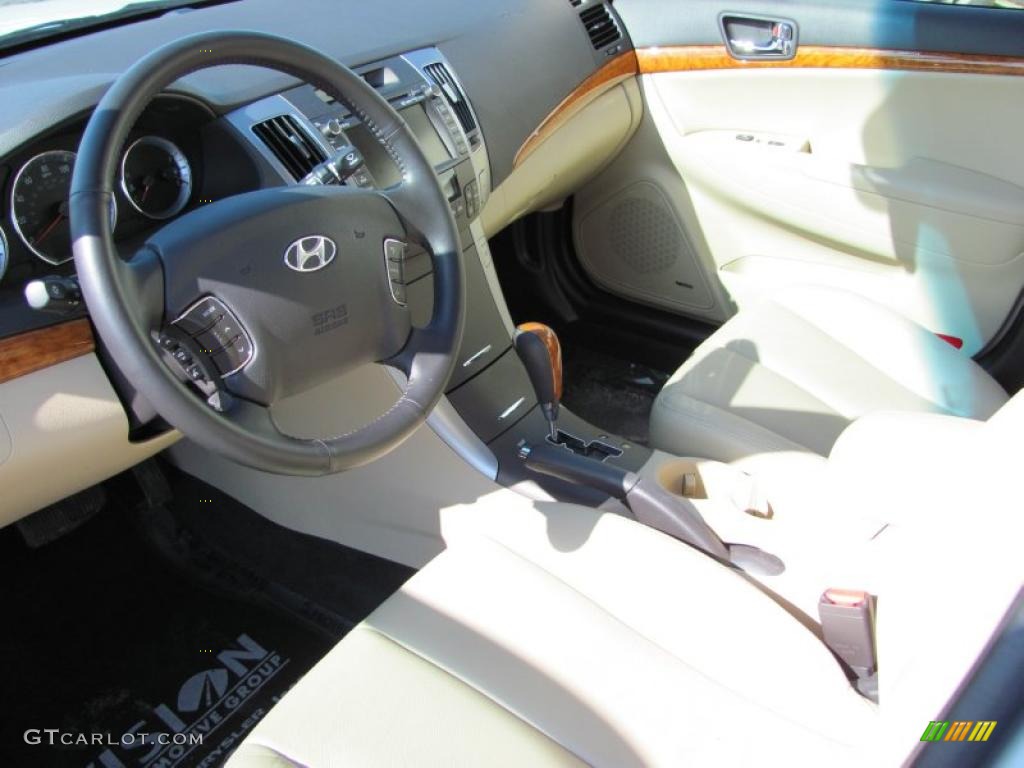 2009 Sonata Limited V6 - Powder White Pearl / Camel photo #21