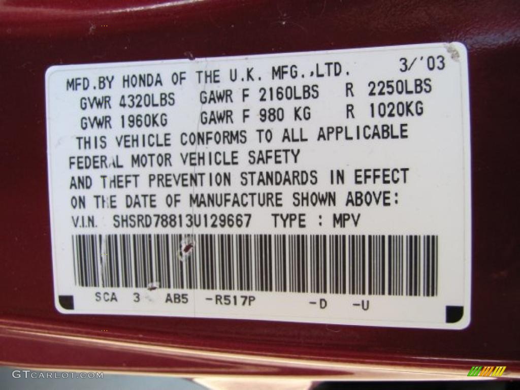 2003 CR-V EX 4WD - Chianti Red Pearl / Saddle photo #18