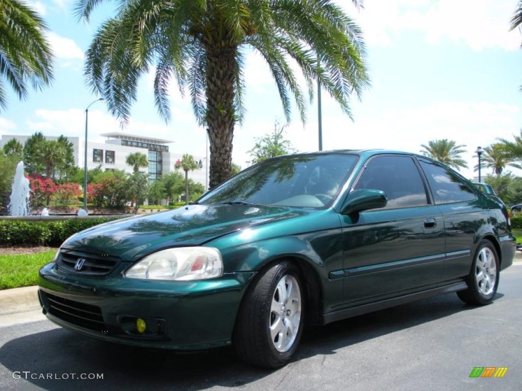 2000 Civic EX Coupe - Clover Green Pearl / Gray photo #2