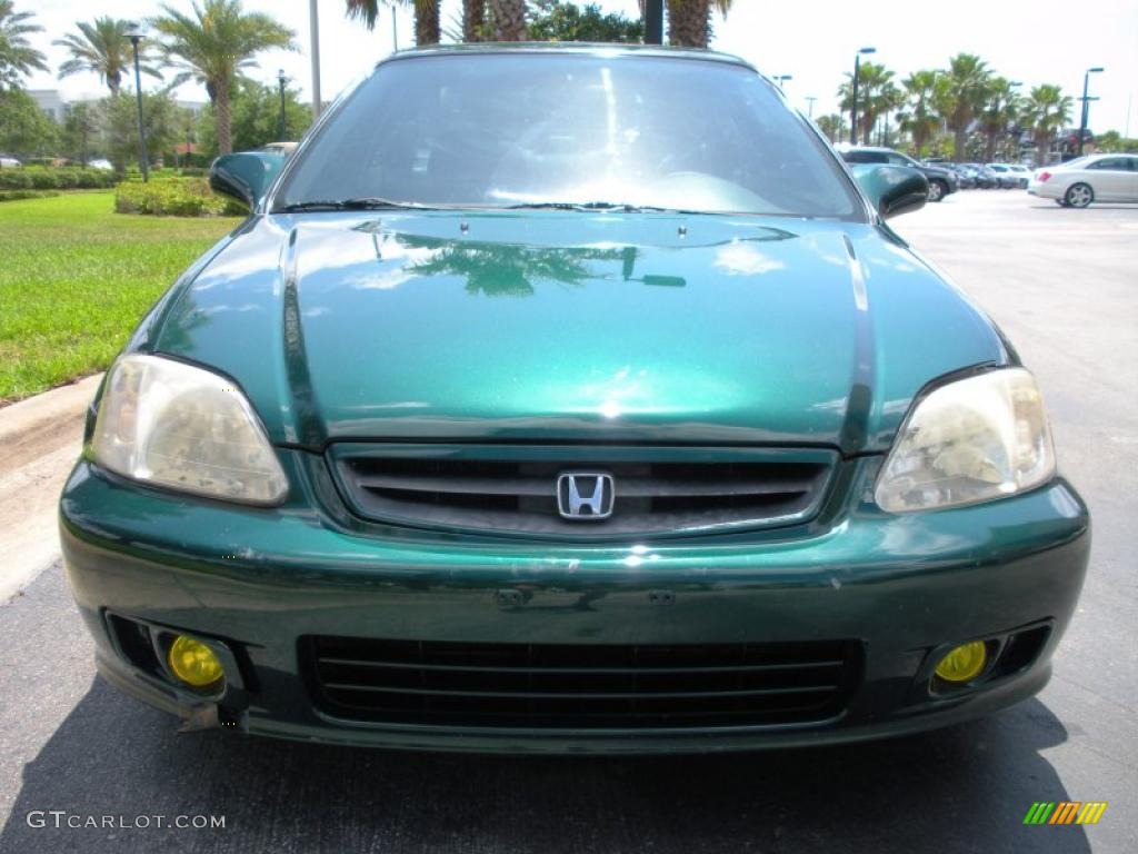 2000 Civic EX Coupe - Clover Green Pearl / Gray photo #3