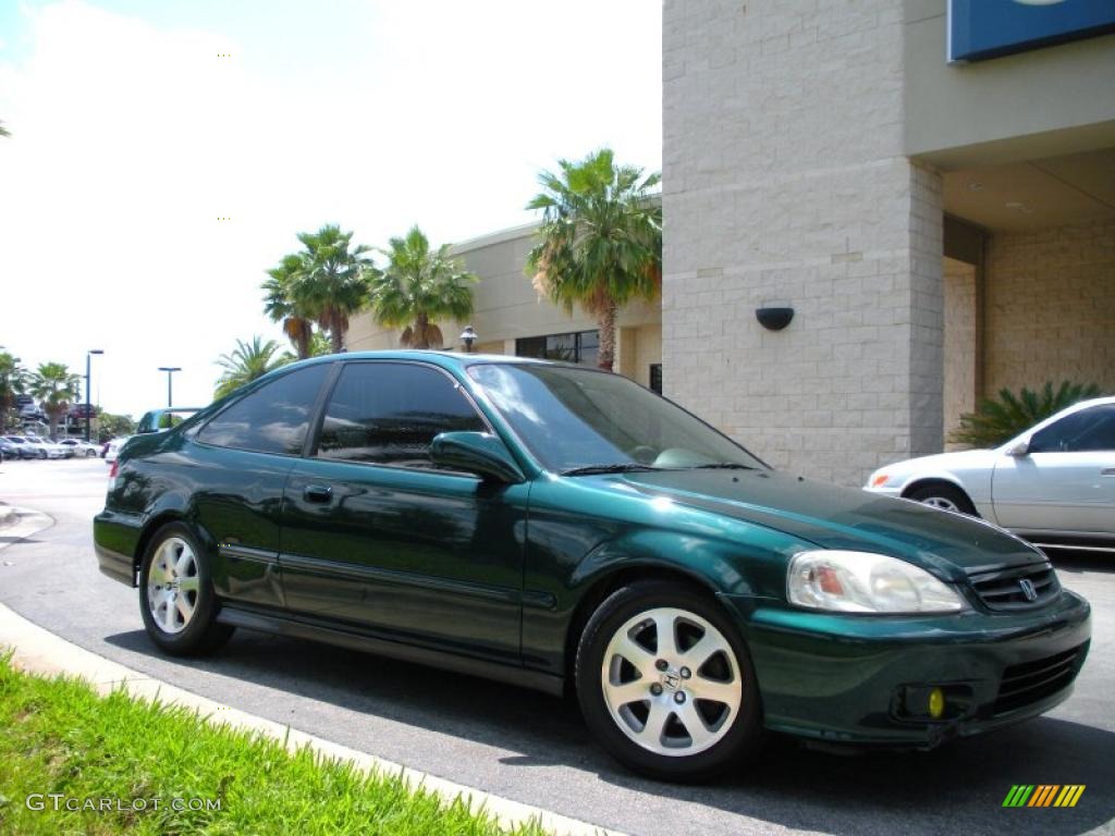 2000 Civic EX Coupe - Clover Green Pearl / Gray photo #4