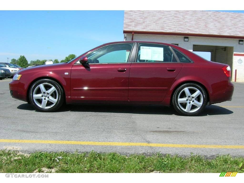 2004 A4 1.8T Sedan - Crimson Red Pearl Effect / Ebony photo #2