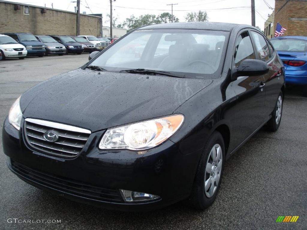 2009 Elantra GLS Sedan - Black Pearl / Gray photo #1