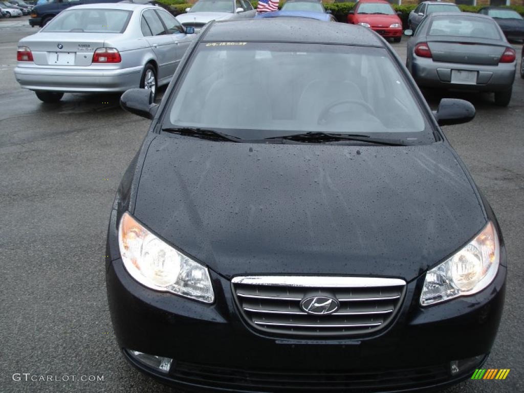 2009 Elantra GLS Sedan - Black Pearl / Gray photo #2