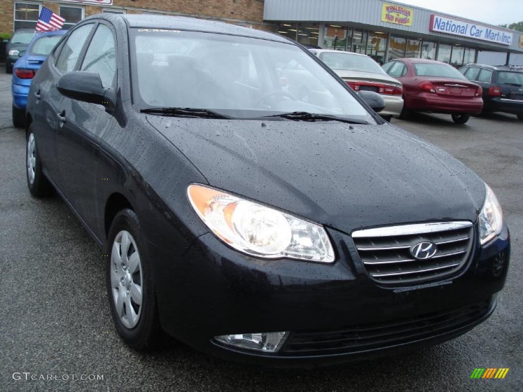 2009 Elantra GLS Sedan - Black Pearl / Gray photo #3