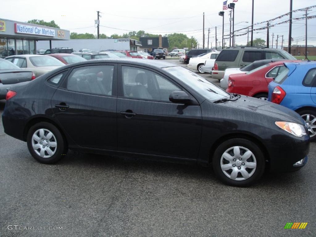 2009 Elantra GLS Sedan - Black Pearl / Gray photo #4