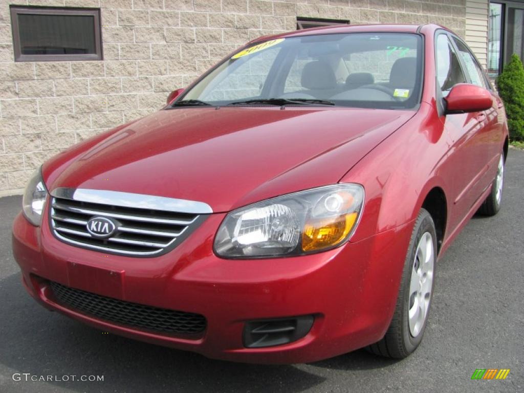 2009 Spectra EX Sedan - Spicy Red Metallic / Beige photo #1