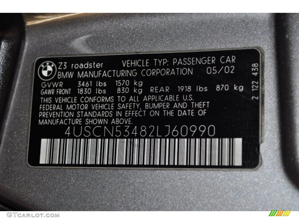 2002 Z3 3.0i Roadster - Sterling Gray Metallic / Black photo #17