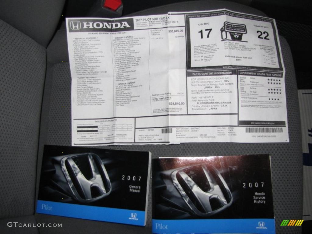 2007 Pilot EX 4WD - Nimbus Gray Metallic / Gray photo #17