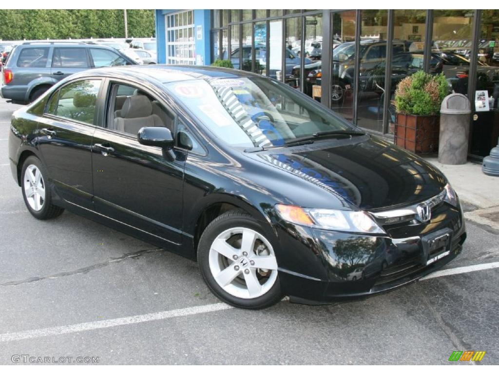 2007 Civic EX Sedan - Nighthawk Black Pearl / Gray photo #3