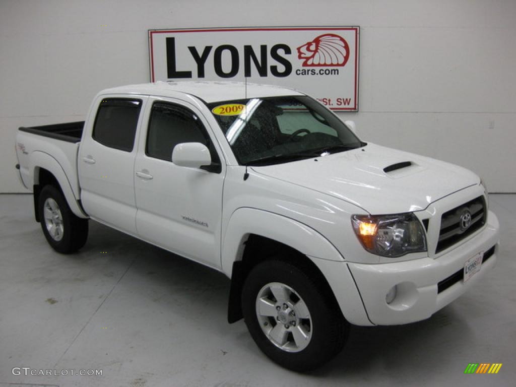 2009 Tacoma V6 TRD Sport Double Cab 4x4 - Super White / Graphite Gray photo #1