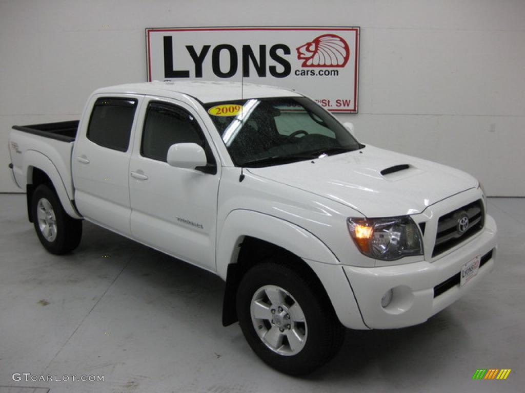 2009 Tacoma V6 TRD Sport Double Cab 4x4 - Super White / Graphite Gray photo #22