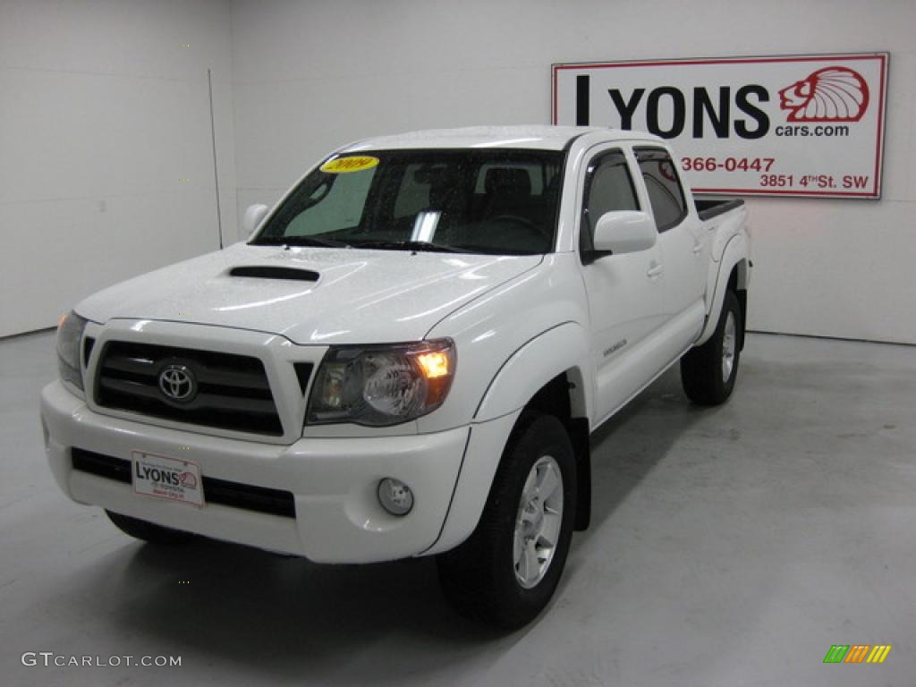 2009 Tacoma V6 TRD Sport Double Cab 4x4 - Super White / Graphite Gray photo #23