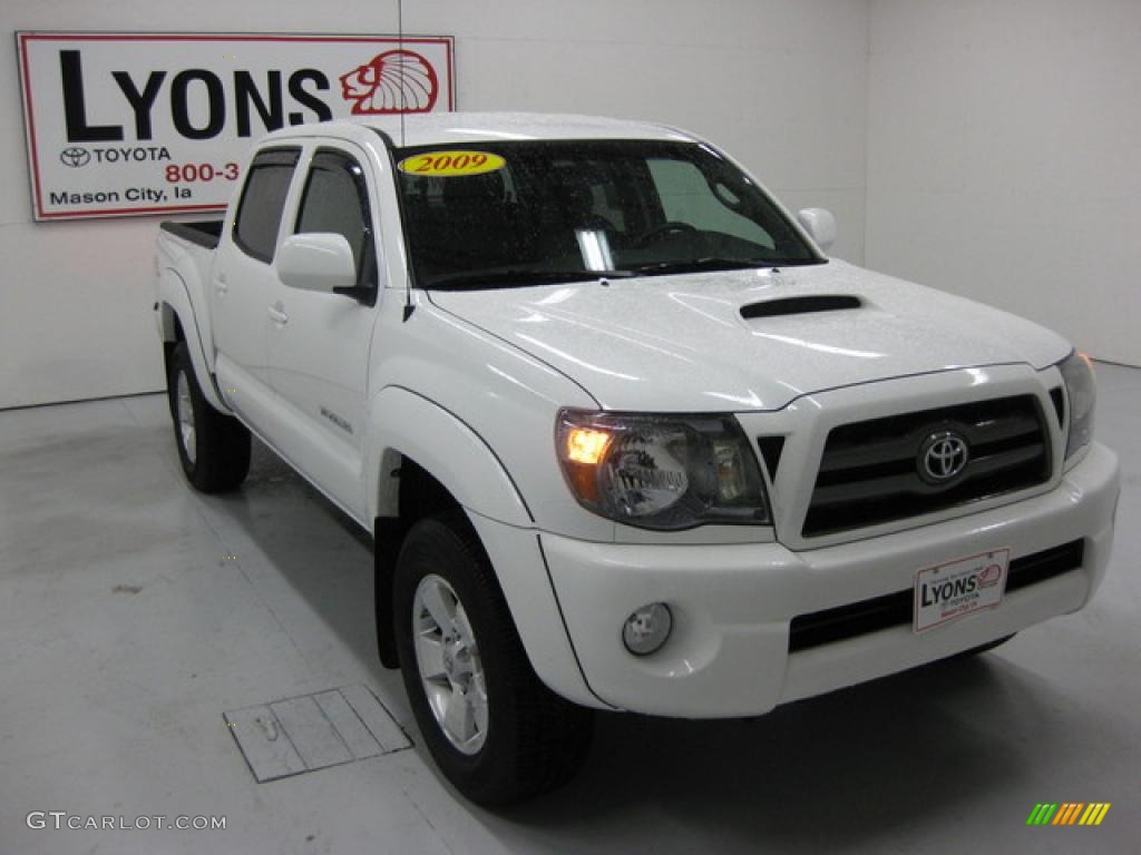 2009 Tacoma V6 TRD Sport Double Cab 4x4 - Super White / Graphite Gray photo #25