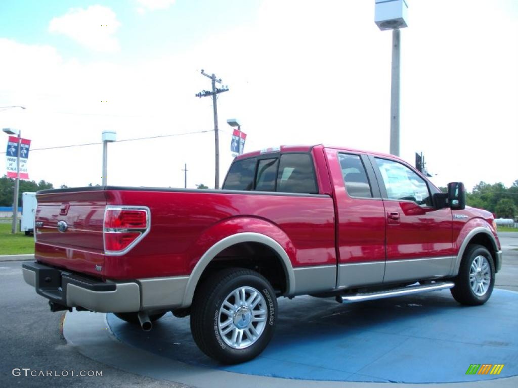 2010 F150 Lariat SuperCab - Red Candy Metallic / Tan photo #3