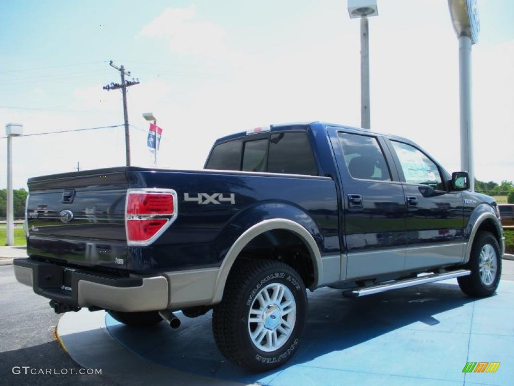 2010 F150 Lariat SuperCrew 4x4 - Dark Blue Pearl Metallic / Tan photo #3