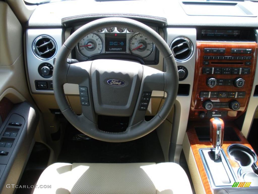 2010 F150 Lariat SuperCrew 4x4 - Dark Blue Pearl Metallic / Tan photo #7