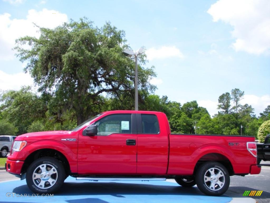 2010 F150 STX SuperCab - Vermillion Red / Medium Stone photo #2