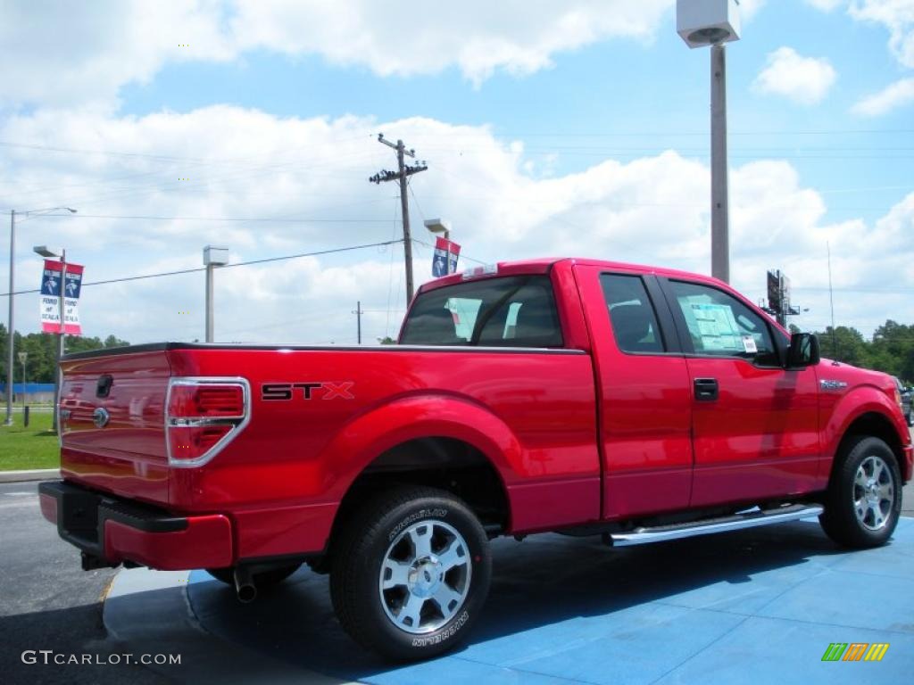 2010 F150 STX SuperCab - Vermillion Red / Medium Stone photo #3