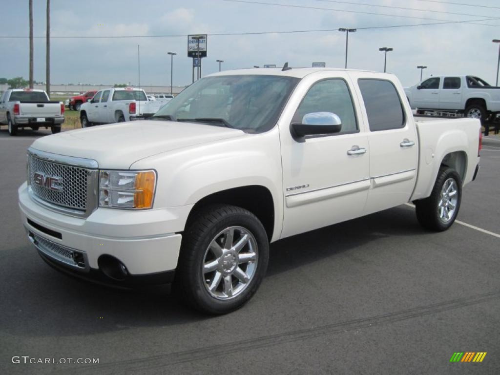 2010 Sierra 1500 Denali Crew Cab AWD - White Diamond Tricoat / Cocoa/Light Cashmere photo #1