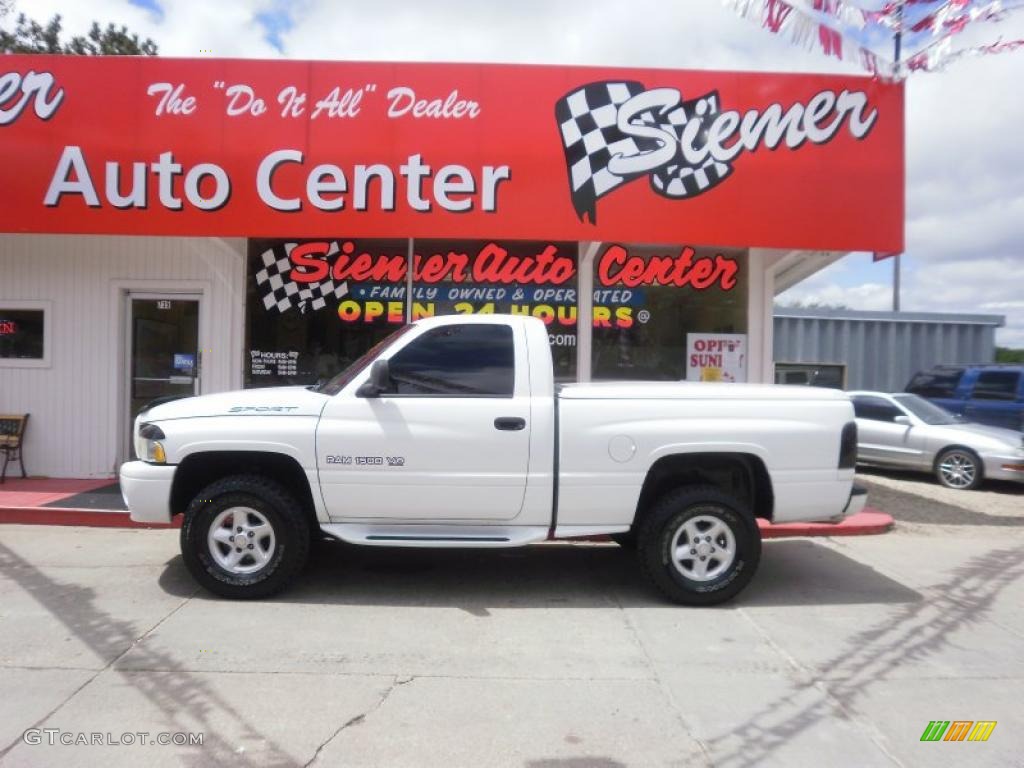 2000 Ram 1500 Sport Regular Cab 4x4 - Bright White / Mist Gray photo #21