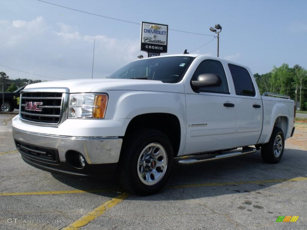 2007 Sierra 1500 SLE Crew Cab - Summit White / Ebony Black photo #1