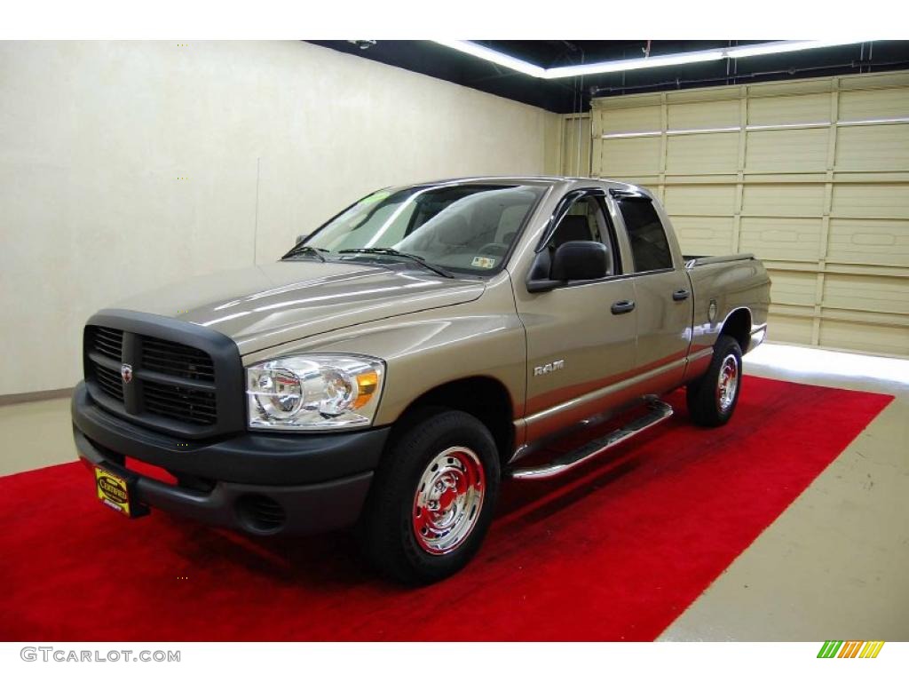 2008 Ram 1500 ST Quad Cab - Light Khaki Metallic / Khaki photo #3