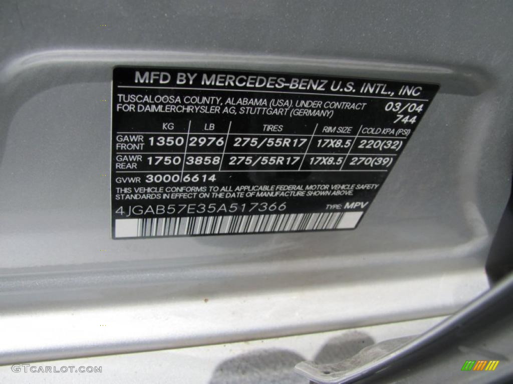 2005 ML 350 4Matic - Brilliant Silver Metallic / Charcoal photo #12