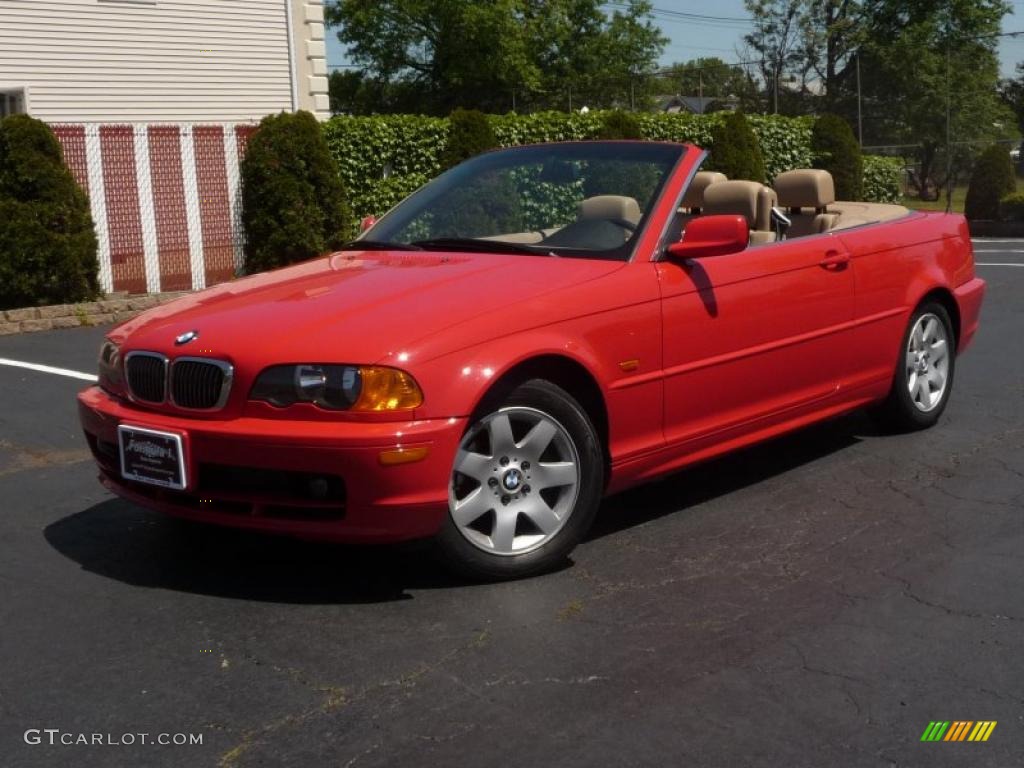 2001 3 Series 325i Convertible - Bright Red / Sand photo #2