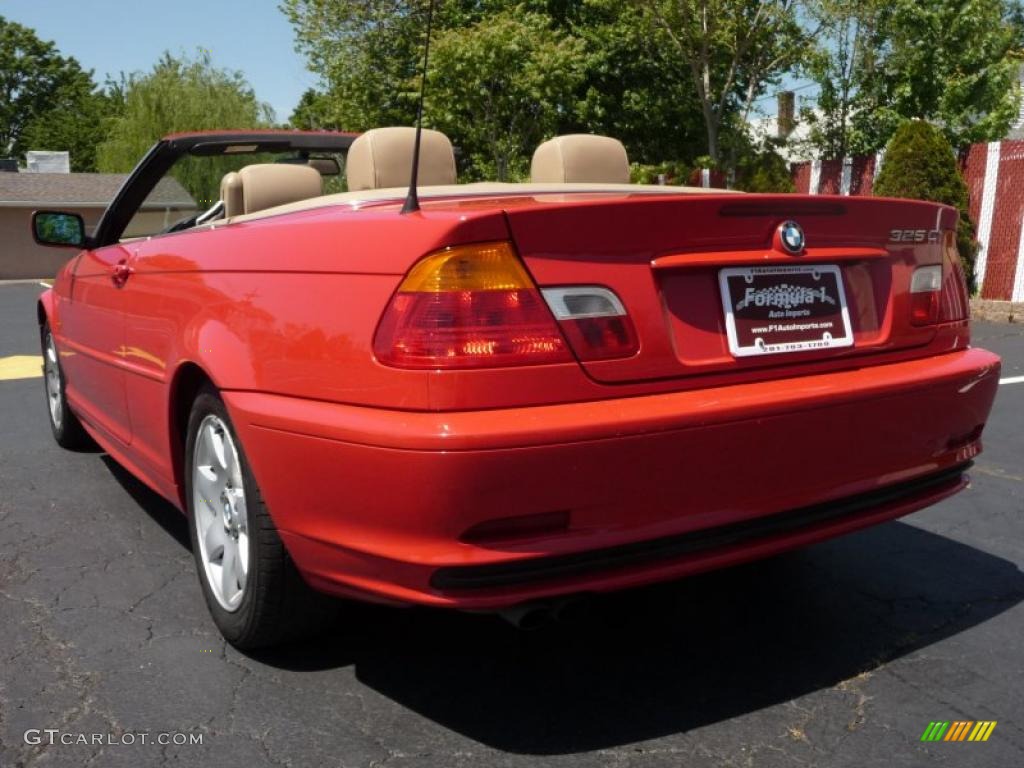 2001 3 Series 325i Convertible - Bright Red / Sand photo #12