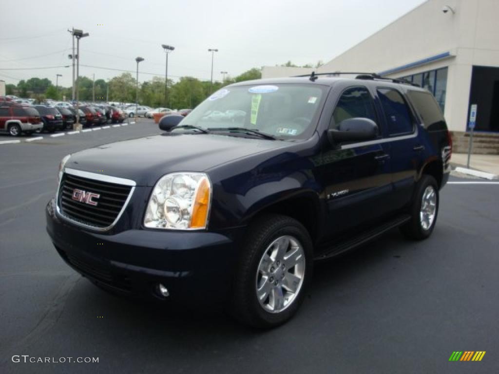 2007 Yukon SLT 4x4 - Deep Blue Metallic / Light Titanium photo #7