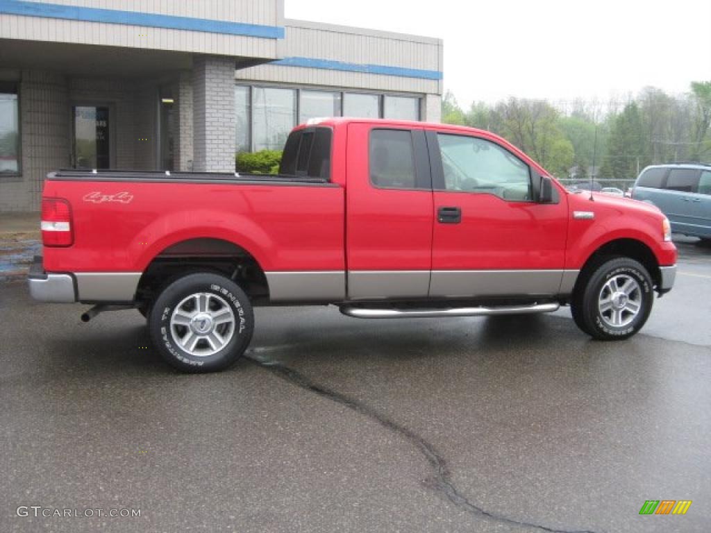 2005 F150 XLT SuperCab 4x4 - Bright Red / Tan photo #2