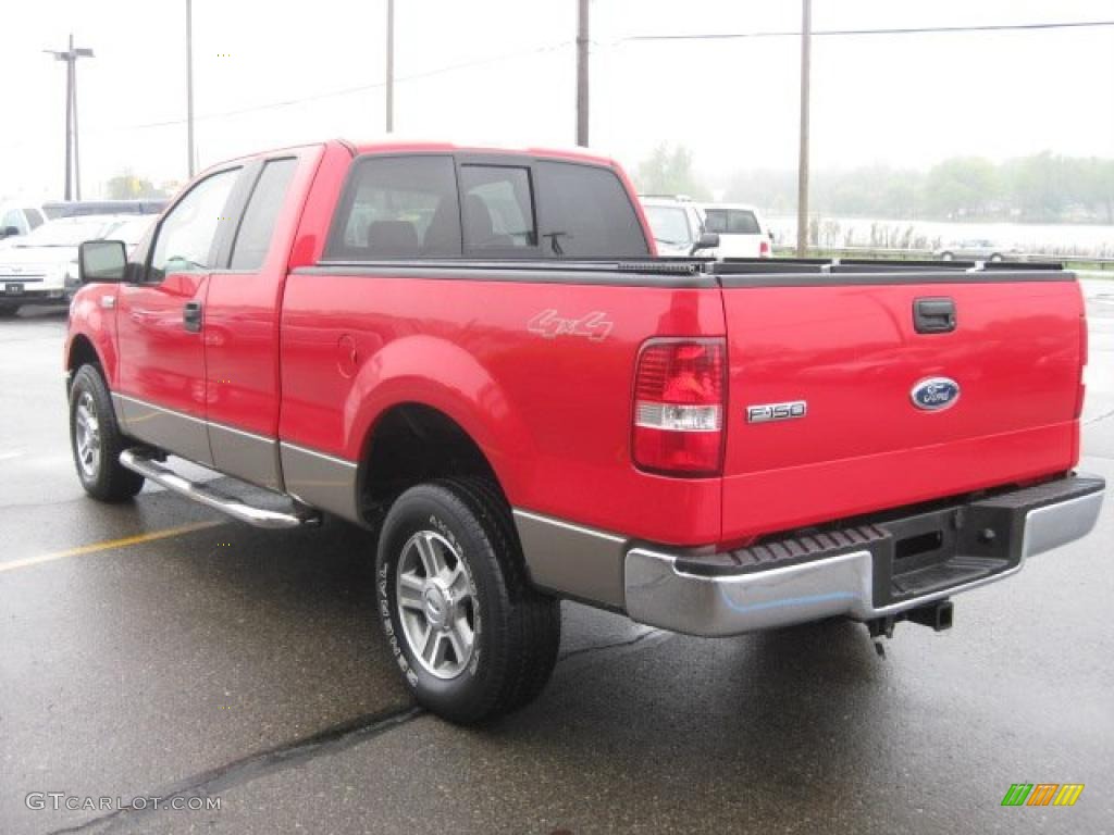 2005 F150 XLT SuperCab 4x4 - Bright Red / Tan photo #5