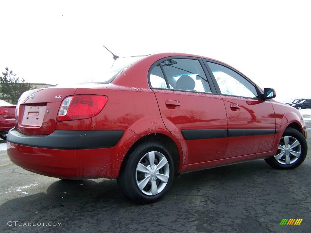 2007 Rio LX Sedan - Tropical Red / Gray photo #3