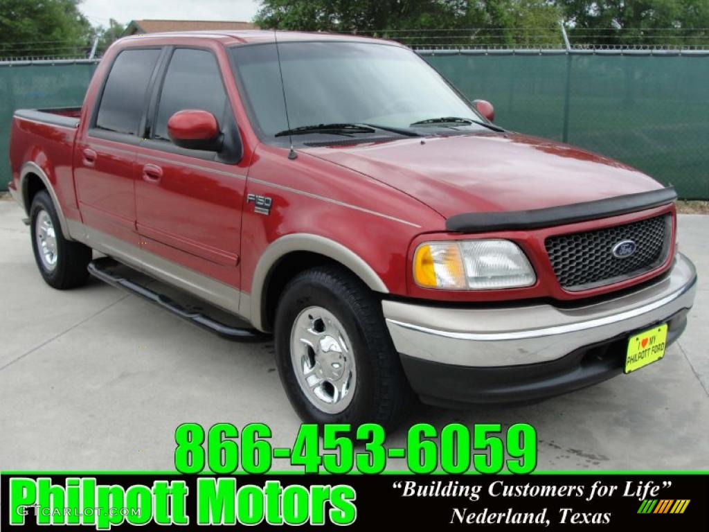 2002 F150 Lariat SuperCrew - Toreador Red Metallic / Medium Parchment photo #1