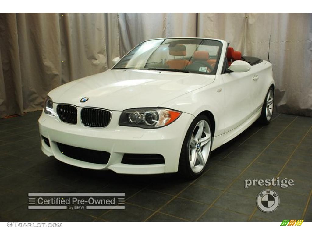 2008 1 Series 135i Convertible - Alpine White / Coral Red photo #1