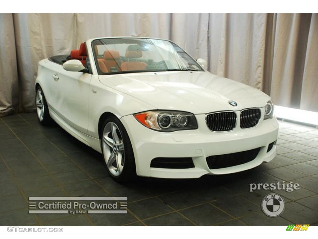 2008 1 Series 135i Convertible - Alpine White / Coral Red photo #9