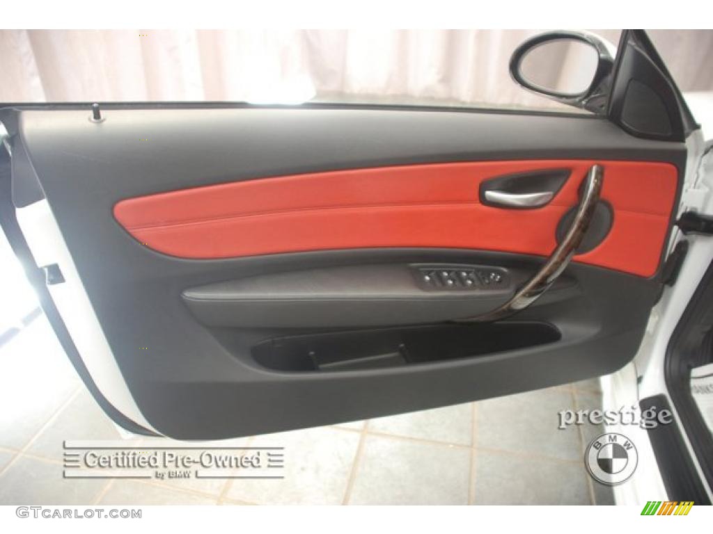 2008 1 Series 135i Convertible - Alpine White / Coral Red photo #10