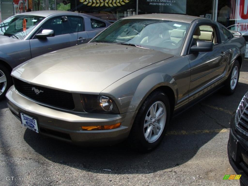 2005 Mustang V6 Deluxe Coupe - Mineral Grey Metallic / Medium Parchment photo #1