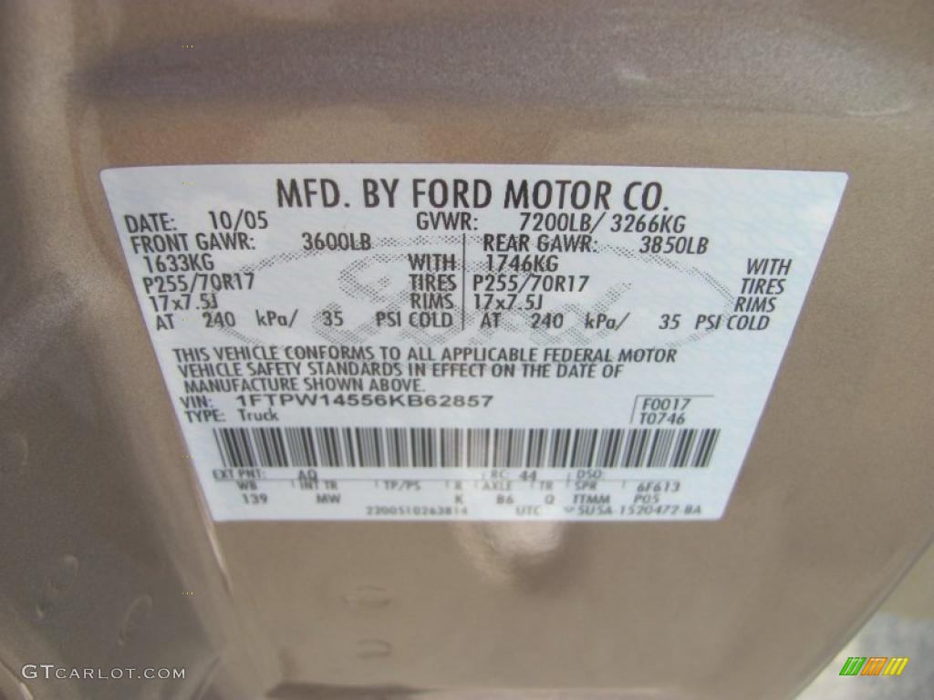 2006 F150 XLT SuperCrew 4x4 - Arizona Beige Metallic / Tan photo #14