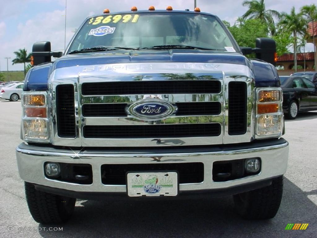 2008 F350 Super Duty Lariat Crew Cab 4x4 - Dark Blue Pearl Metallic / Camel photo #17