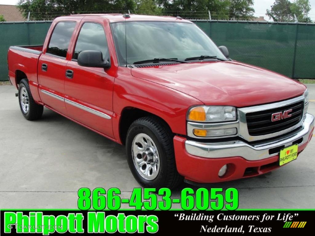 2005 Sierra 1500 SLE Crew Cab - Fire Red / Pewter photo #1