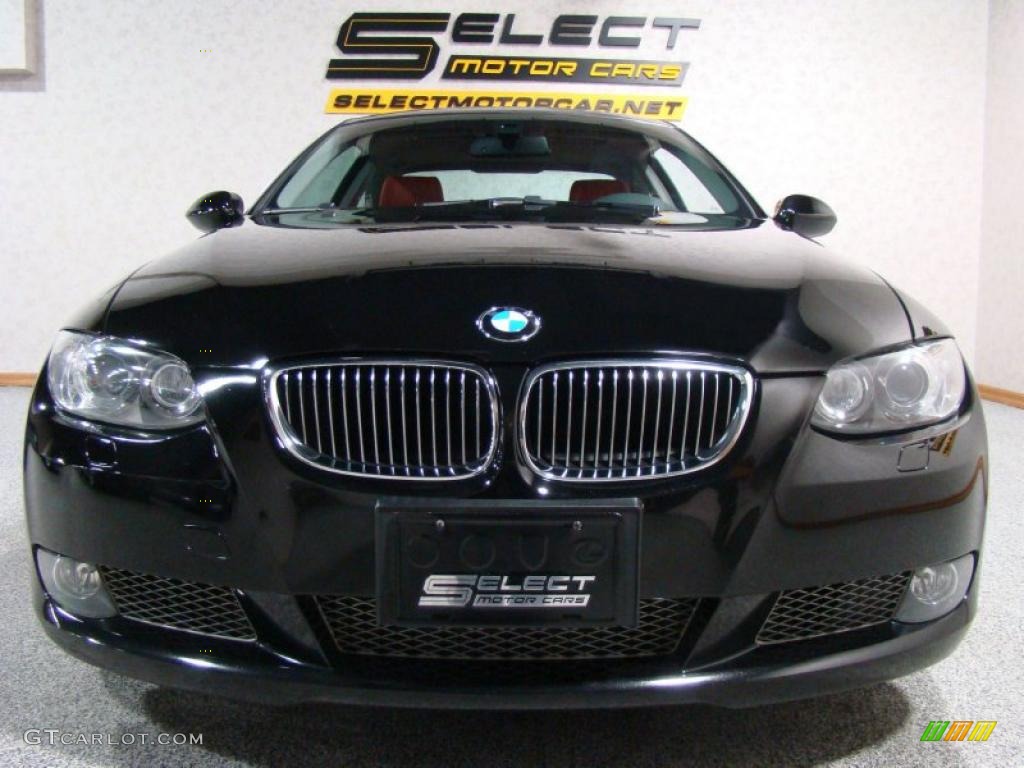 2007 3 Series 335i Coupe - Jet Black / Coral Red/Black photo #2