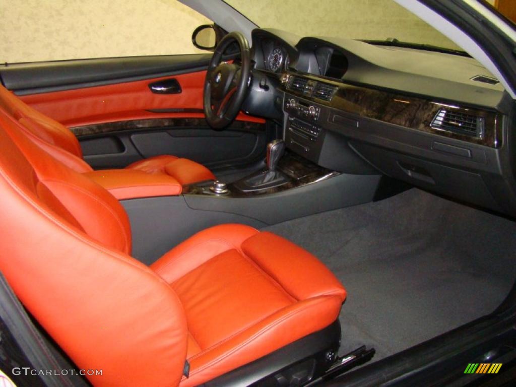 2007 3 Series 335i Coupe - Jet Black / Coral Red/Black photo #10