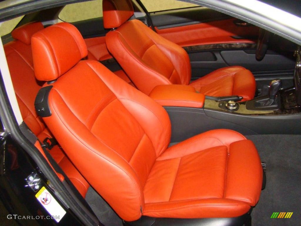 2007 3 Series 335i Coupe - Jet Black / Coral Red/Black photo #11