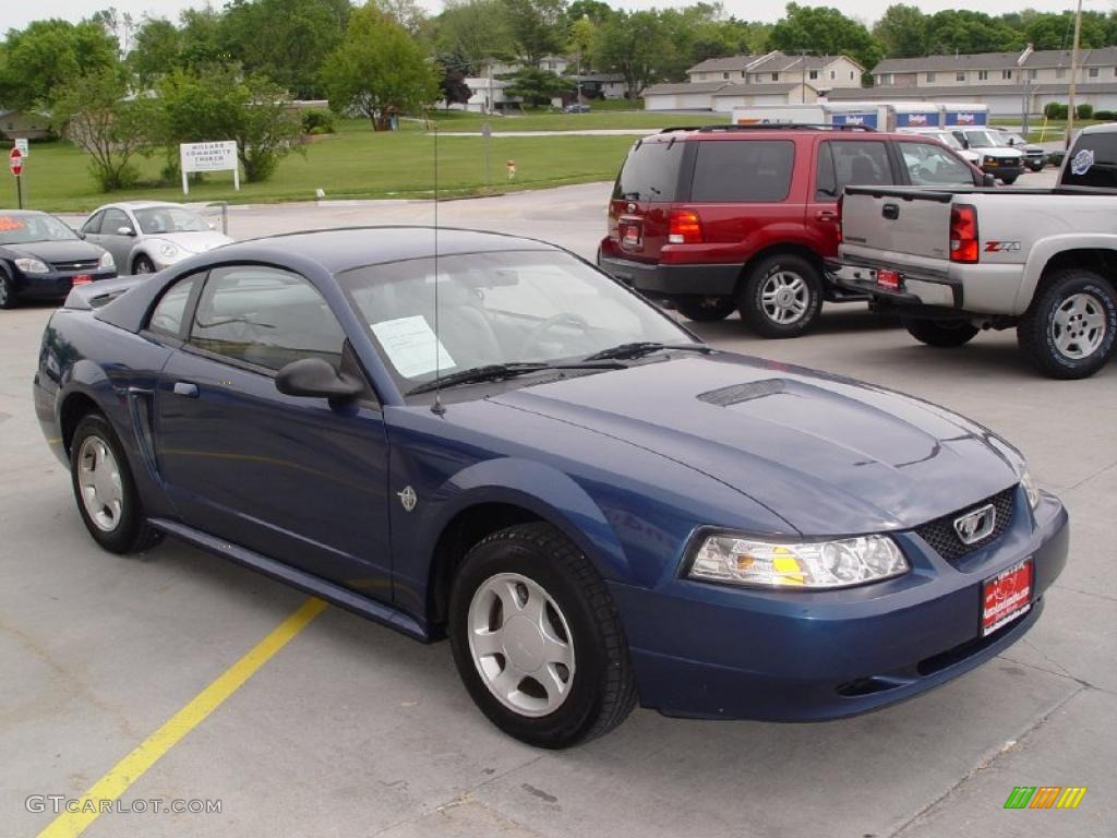 1999 Mustang V6 Coupe - Atlantic Blue Metallic / Light Graphite photo #2