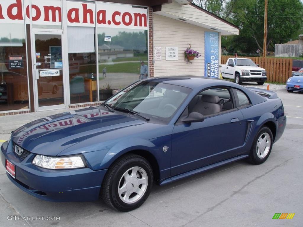 1999 Mustang V6 Coupe - Atlantic Blue Metallic / Light Graphite photo #3