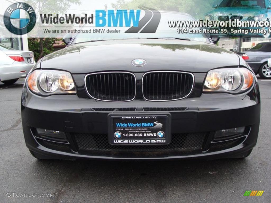 2009 1 Series 128i Coupe - Black Sapphire Metallic / Savanna Beige/Black Boston Leather photo #2