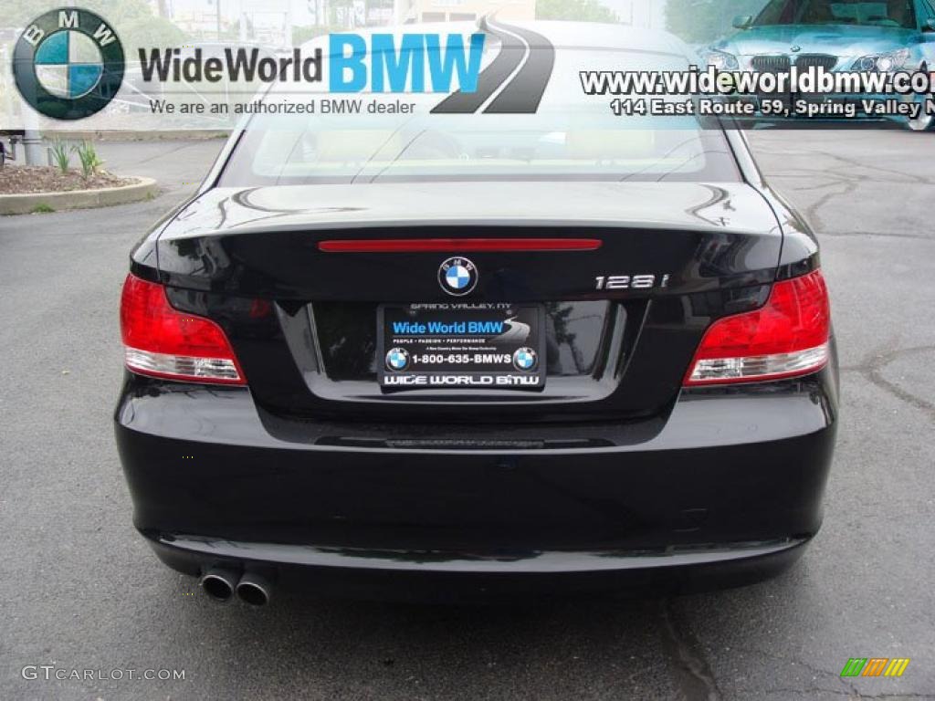 2009 1 Series 128i Coupe - Black Sapphire Metallic / Savanna Beige/Black Boston Leather photo #5